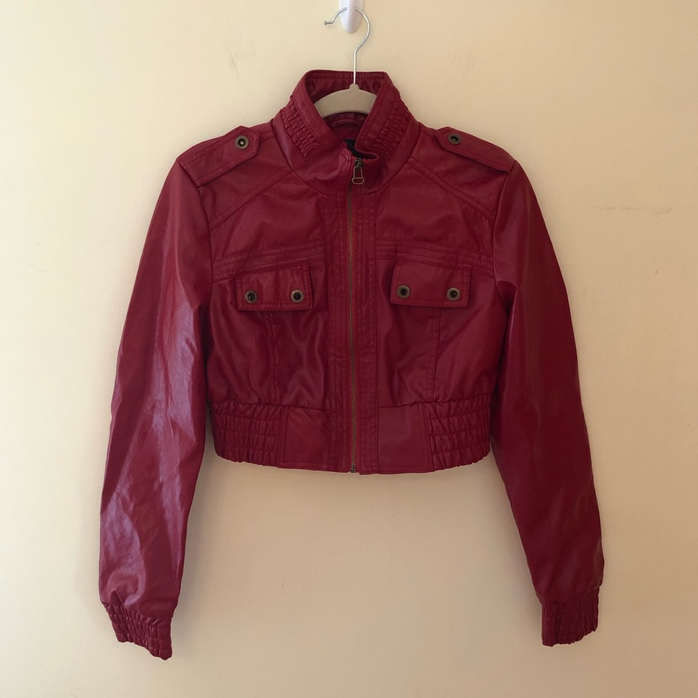 Neu Look Red Faux Leather Moto Jacket